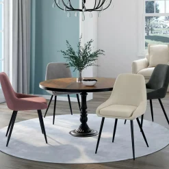 Lot de 4 chaises THALYA en velours mix color crème, gris clair, gris foncé, rose avec accoudoirs