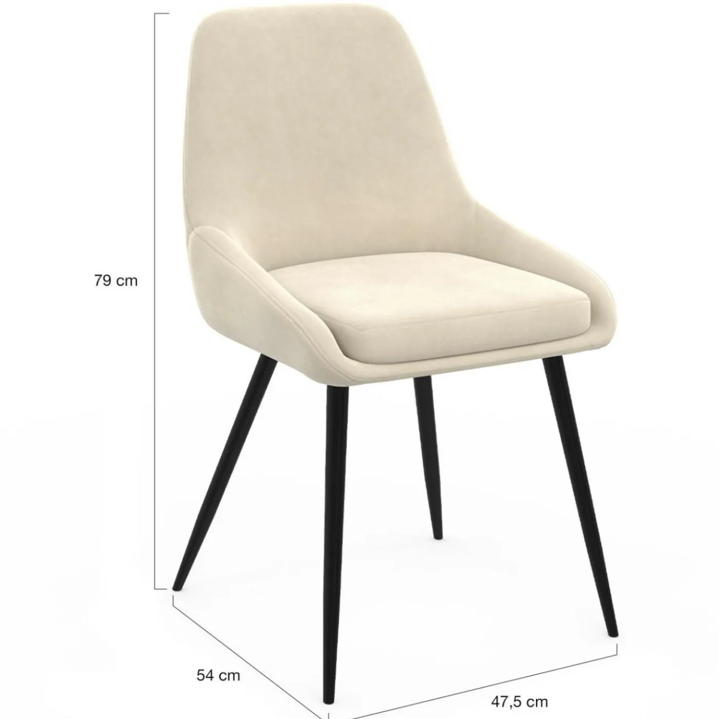 Lot de 4 chaises THALYA en velours mix color crème, gris clair, gris foncé, rose avec accoudoirs