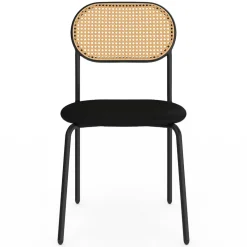 Lot de 4 chaises vintage en métal avec dossier cannage arrondi