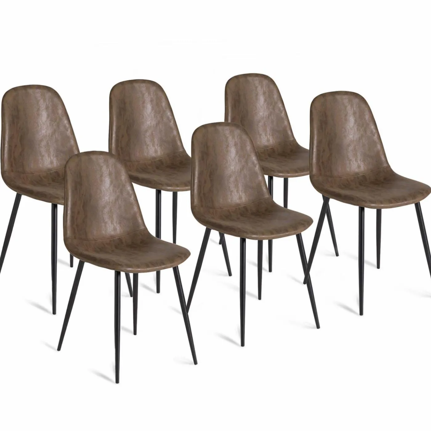 Lot de 6 chaises vintage marron pour salle à manger