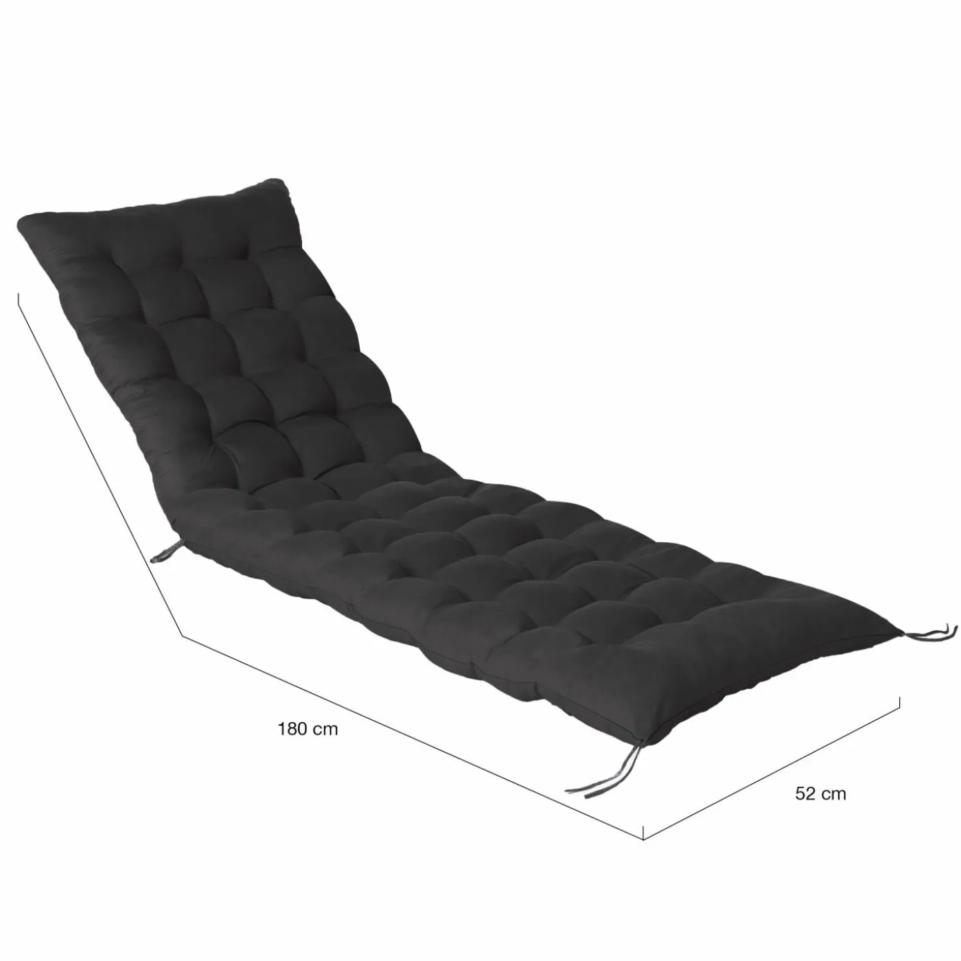 Lot de 2 coussins de transat noirs universels 180 cm