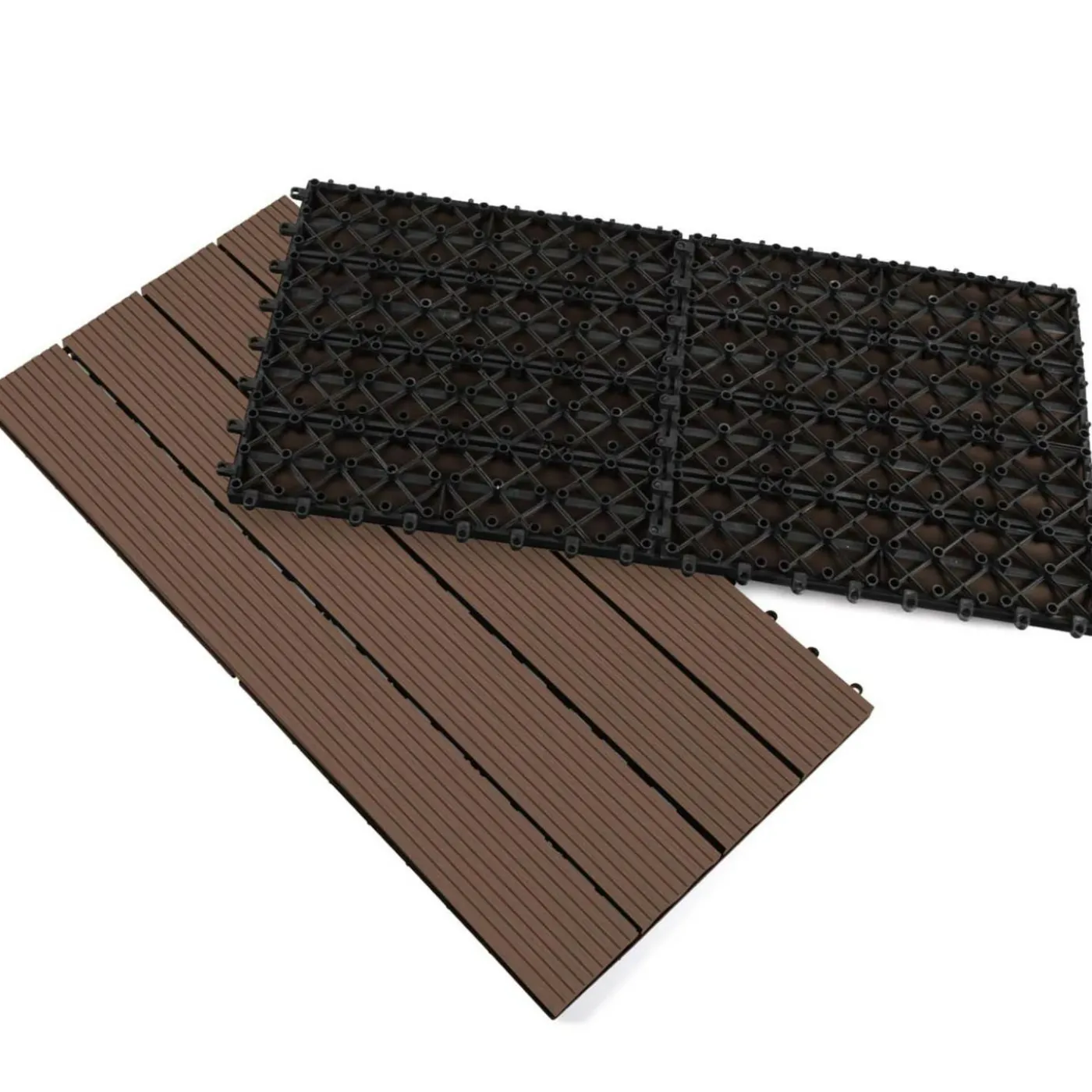 Lot de 5 dalles de terrasse rectangulaires clipsables de 60 x 30 cm