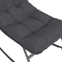 Lot de 2 fauteuils de jardin à bascule métal gris anthracite avec coussins
