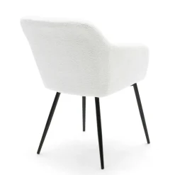 Lot de 2 fauteuils de table blancs en tissu bouclette