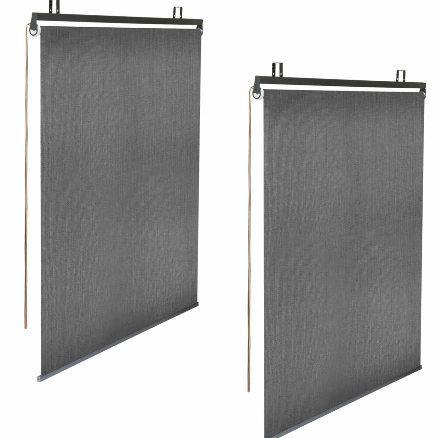 Lot de 2 stores enrouleurs tamisants L.124 x H. 225 CM pour pergola gris anthracite