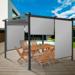 Lot de 2 stores enrouleurs gris clair pour pergola