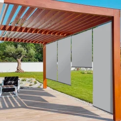 Lot de 2 stores enrouleurs gris clair pour pergola