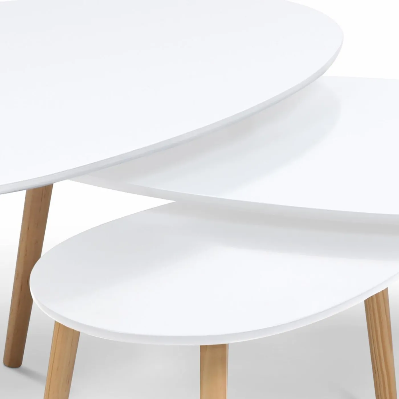 Lot de 3 tables basses de salon gigognes scandinaves laquées blanc