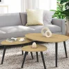 Lot de 3 tables basses gigognes bois et pieds noirs scandinave