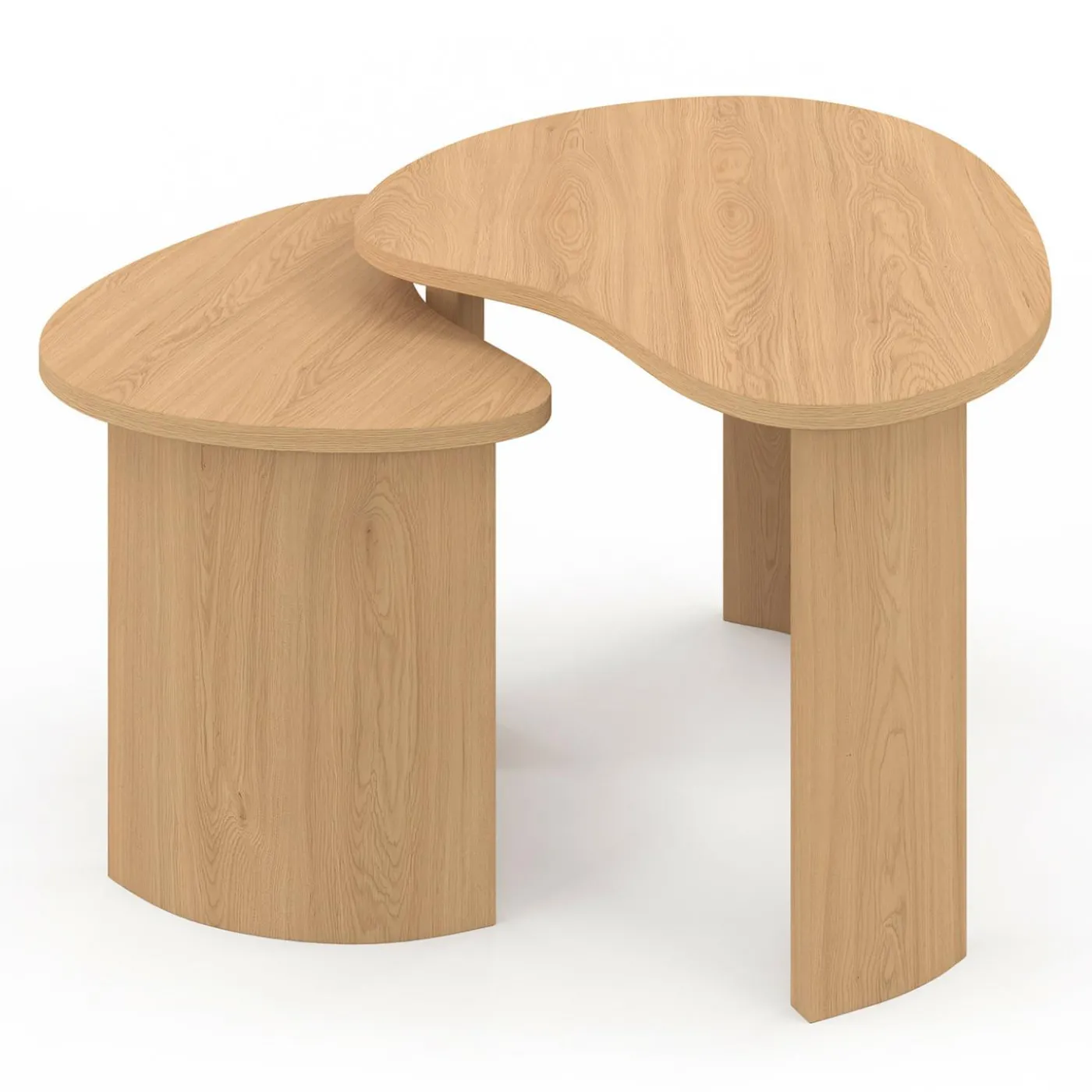 Lot de 2 tables basses gigognes 70/50 bois façon hêtre
