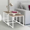 Lot de 2 tables basses gigognes bois et métal blanc