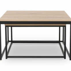 Lot de 2 tables basses gigognes industrielles 70x70cm et 60x60 cm