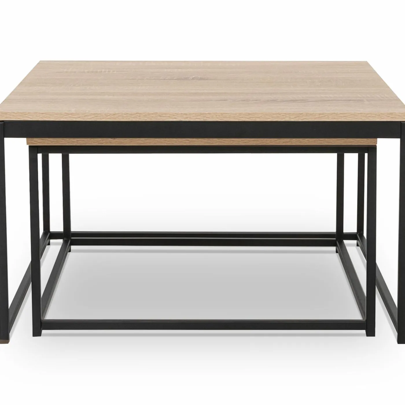 Lot de 2 tables basses gigognes industrielles 70x70cm et 60x60 cm