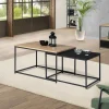 Lot de 2 tables basses gigognes industrielles métal noir 60 cm et 70 cm