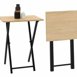 Lot de 2 tables d'appoint pliantes bois et métal