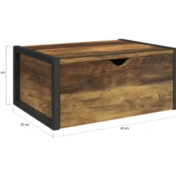 Lot de 2 tables de chevet suspendues bois foncé et noir style industriel