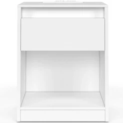 Lot de 2 tables de chevet à LED avec station de recharge 1 tiroir et niche
