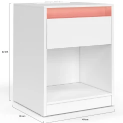 Lot de 2 tables de chevet à LED avec station de recharge 1 tiroir et niche