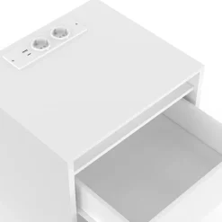 Lot de 2 tables de chevet à LED avec station de recharge 1 tiroir et niche