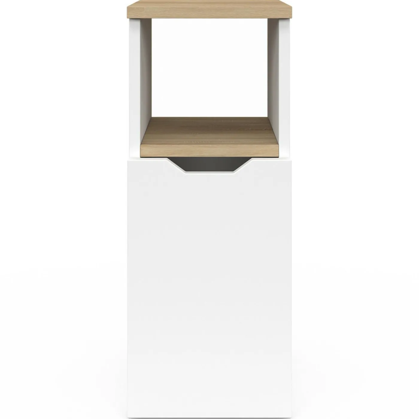 Lot de 2 tables de chevet bois et blanc 1 porte avec niche
