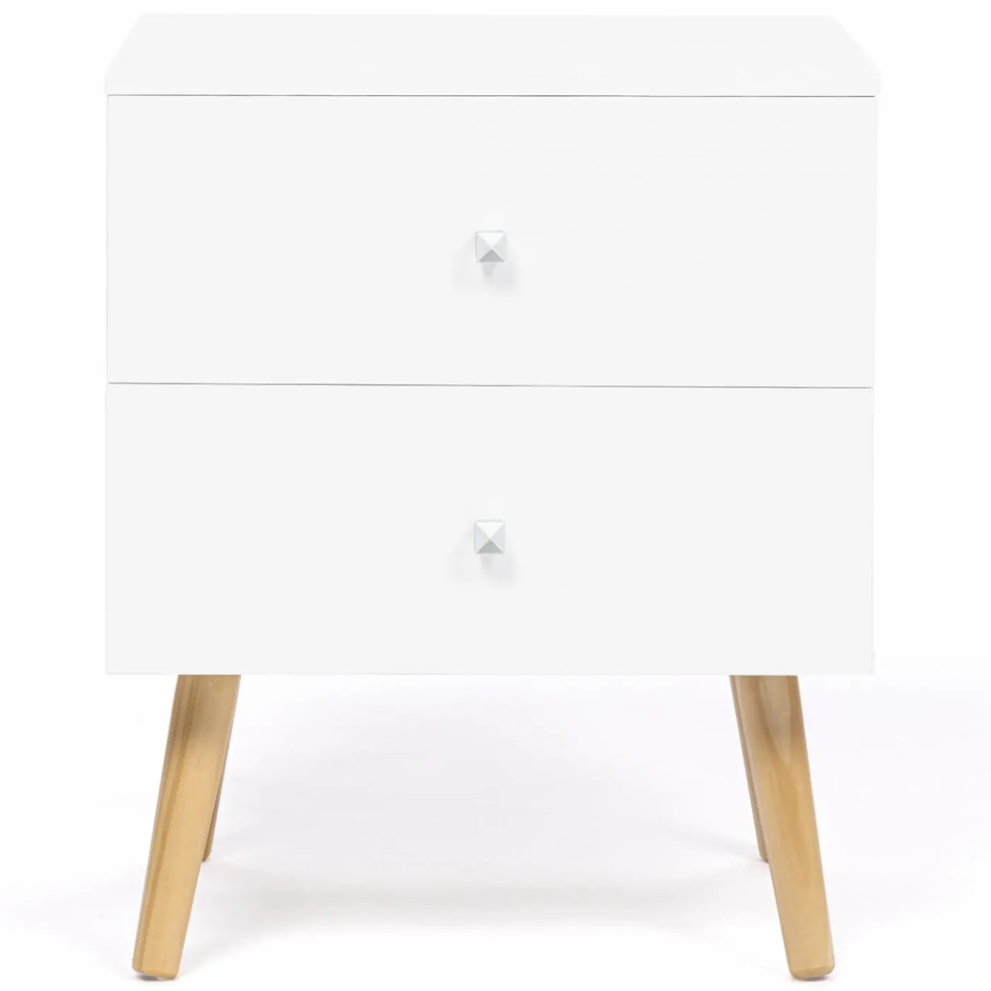 Lot de 2 tables de chevet scandinaves bois et blanc 2 tiroirs