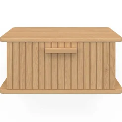 Lot de 2 tables de chevet suspendues lattes tasseau bois 1 tiroir