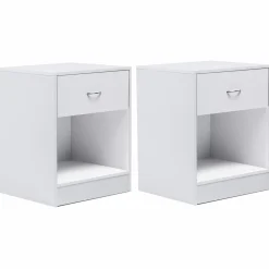 Lot de 2 tables de chevet blanches en bois