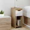 Lot de 2 tables de chevet 1 tiroir avec niche bois façon hêtre et blanc