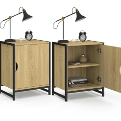 Lot de 2 tables de chevet 1 porte design industriel