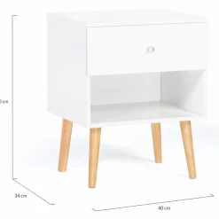 Lot de 2 tables de chevet scandinaves bois blanc 1 tiroir