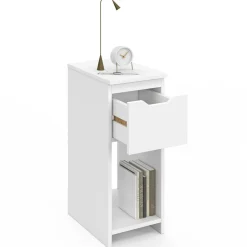 Lot de 2 tables de chevet 1 tiroir avec niche blanc