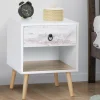 lot de 2 tables de chevet blanches effet vieilli 1 tiroir style scandinave