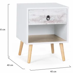 lot de 2 tables de chevet blanches effet vieilli 1 tiroir style scandinave