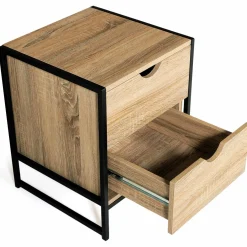 Lot de 2 tables de chevet industrielles 2 tiroirs