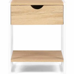 Lot de 2 tables de chevet métal blanc et bois