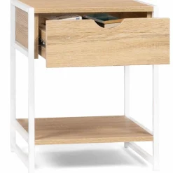 Lot de 2 tables de chevet métal blanc et bois
