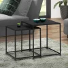 Lot de 2 tables gigognes métal noir carrées 40 cm et 45 cm