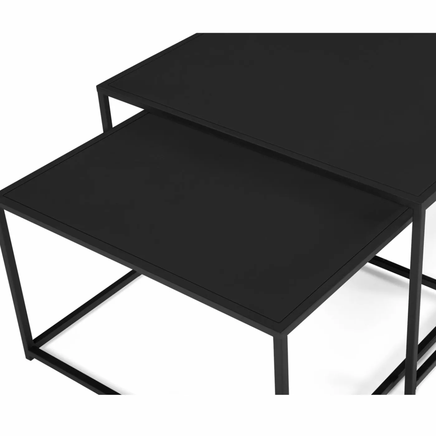 Lot de 2 tables gigognes métal noir carrées 60 cm et 70 cm