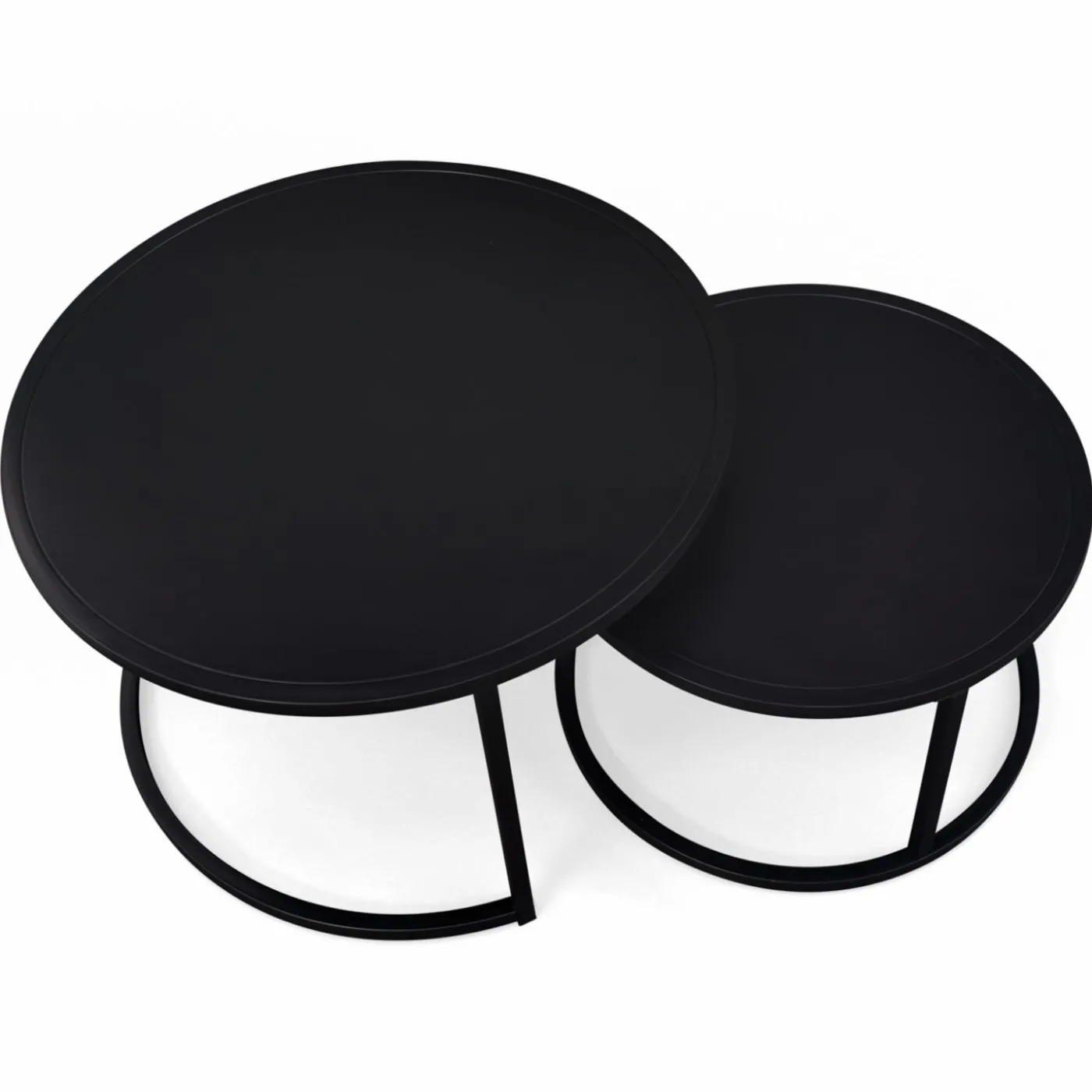 Lot de 2 tables gigognes rondes métal noir 54 cm et 70 cm