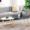 Lot de 2 tables gigognes scandinaves laquées blanc et gris