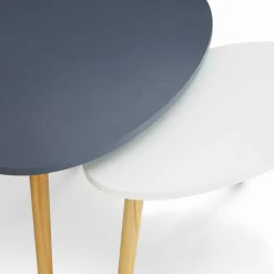 Lot de 2 tables gigognes scandinaves laquées blanc et gris