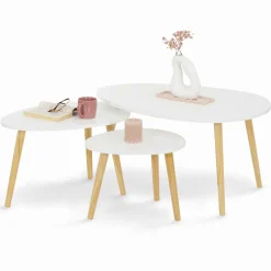 Lot de 3 tables gigognes scandinaves laquées blanc