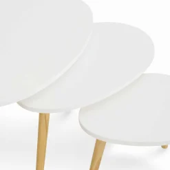 Lot de 3 tables gigognes scandinaves laquées blanc