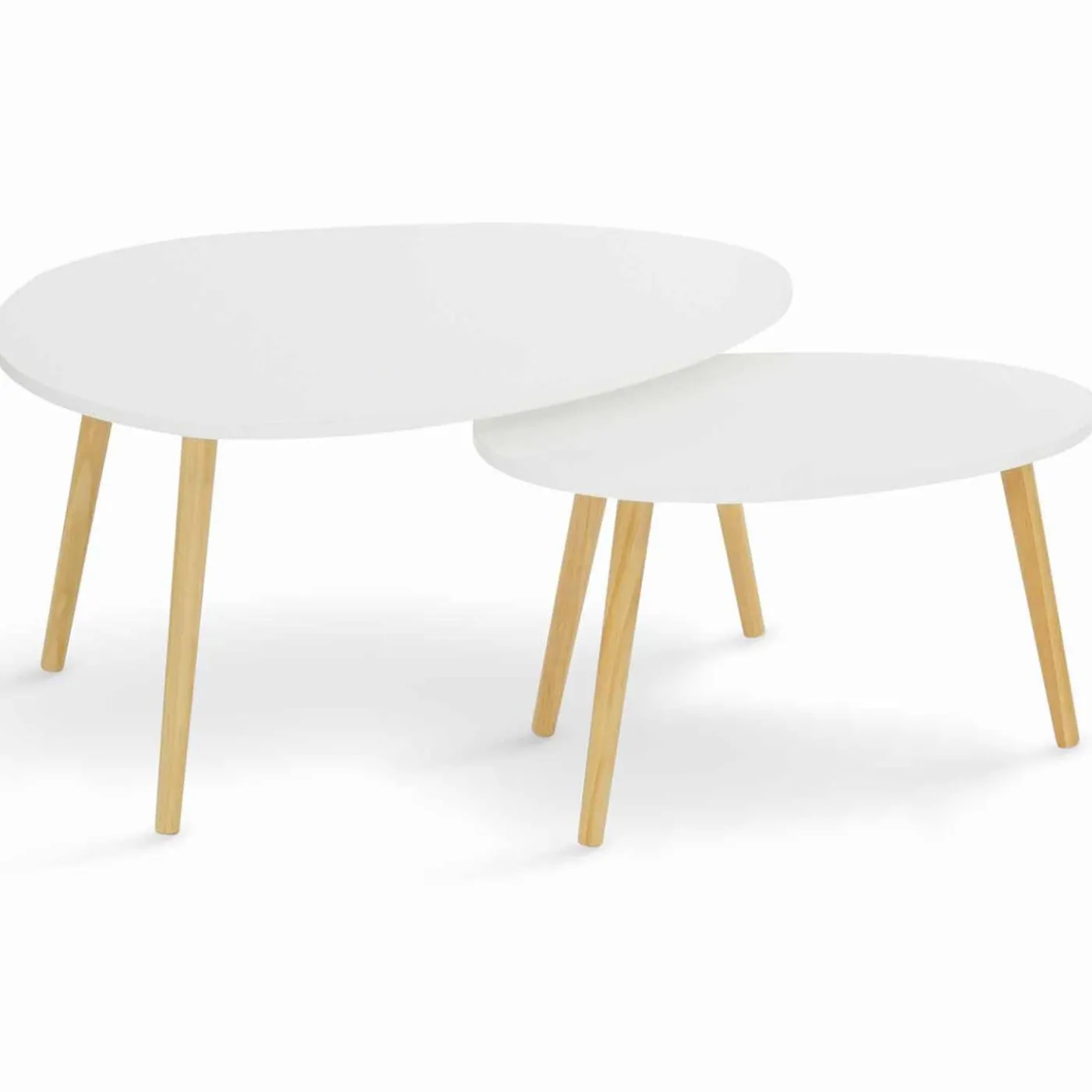 Lot de 2 tables gigognes scandinaves laquées blanc