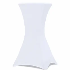 Lot de 4 tables hautes pliantes d’extérieur + housses blanches