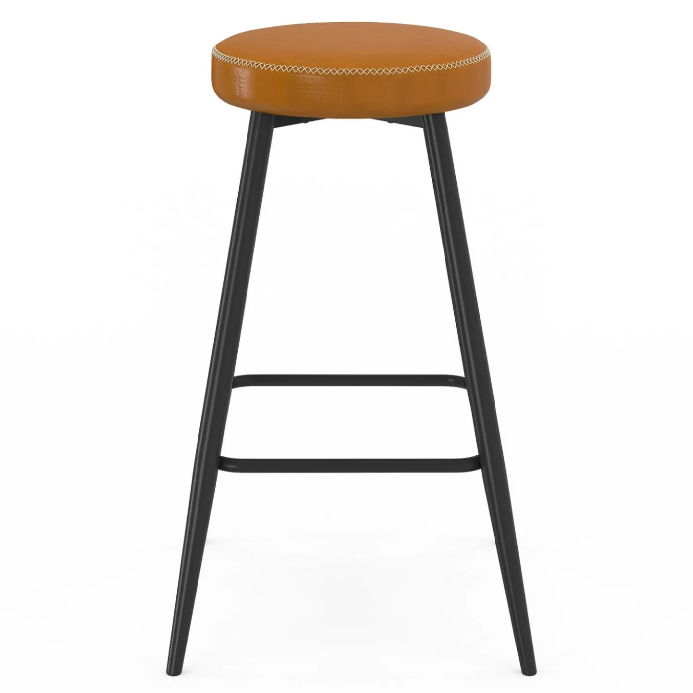 Lot de 2 tabourets de bar effet cuir marron et pieds métal