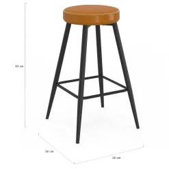 Lot de 2 tabourets de bar effet cuir marron et pieds métal