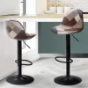 Lot de 2 tabourets de bar design pied noir assise patchwork marron