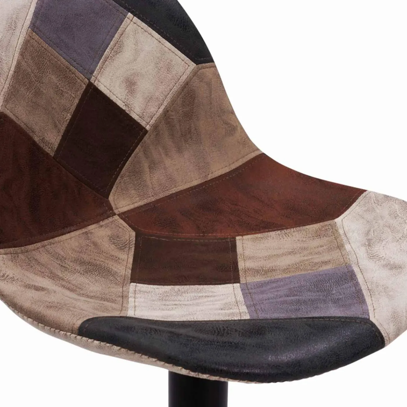 Lot de 2 tabourets de bar design pied noir assise patchwork marron