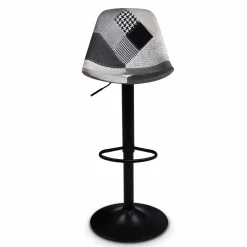 Lot de 2 tabourets de bar noirs réglables patchworks noirs, gris et blancs